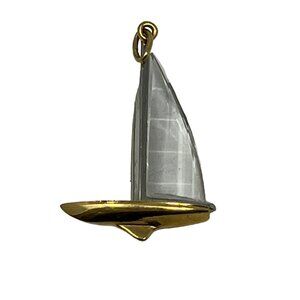 Sailboat Pendant Crystal and‎ Gold Silver Tone Yacht Charm